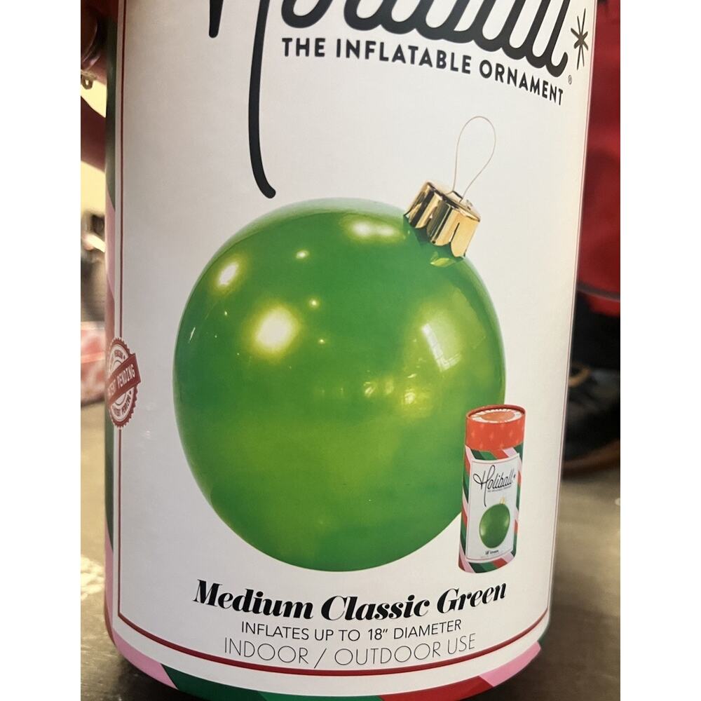 Holiball The Inflatable Ornament Medium Vintage Green 18" Diameter - Picture 2 of 5